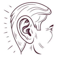 Human ear listening to sound waves hearing human anatomy