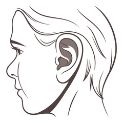 Human Ear Profile Line Art side view outline