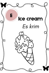 Learn the Alphabet Ice Cream Illustration, Fun Letter I