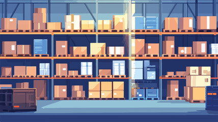 Obraz premium Modern Warehouse Interior Organization Featuring Shelving