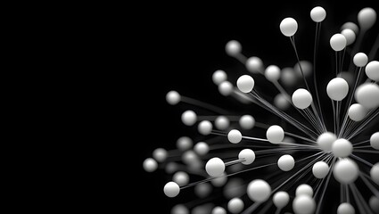 Abstract network connection structure with spheres and lines on dark background design concept