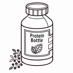 Protein bottle with berries and leaves supplement health