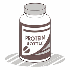 Protein bottle with label and shadow supplement fitness