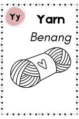 Learn the Letter Y with Yarn Coloring Page for Kids