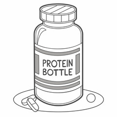 Protein supplement bottle with pills protein bottle