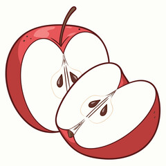 Red apple halves with seeds fruit healthy
