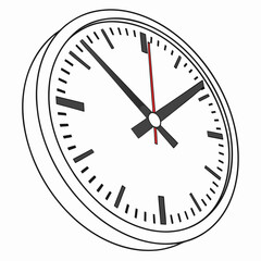 Round clock with black hands and red second hand time