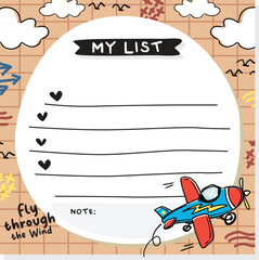 airplane hand drawn vector memo