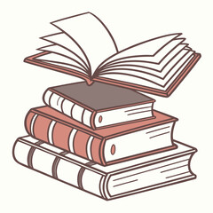 Stacked open and closed books open book reading