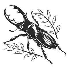 Stag beetle with leaves insect entomology © Sa