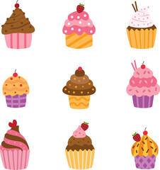 Set of Cute Cupcake