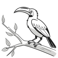 Toucan perched on a branch bird leaves