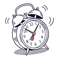 Vintage alarm clock ringing loudly retro time