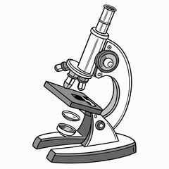 Vintage microscope with scientific equipment laboratory
