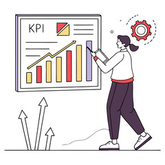 Woman analyzing business growth chart analysis