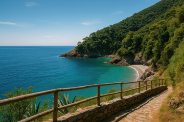Seaside atmosphere and countryside scenery along the Ligurian shoreline, trekking from Comogli to San Fruttuoso in the Italian Riviera