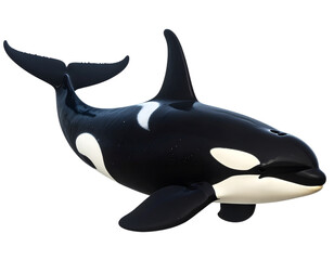 Obraz premium Realistic Orca Swimming Pose Isolated on Transparent Background PNG