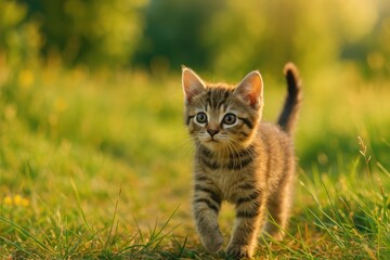 Obraz premium Adorable kitten exploring the outdoors