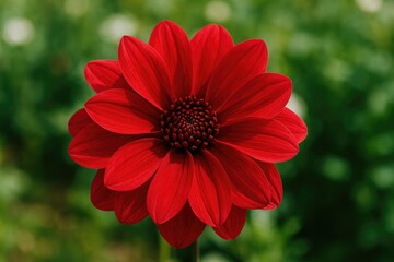 Detailed shot of a crimson blossom amidst lush greenery