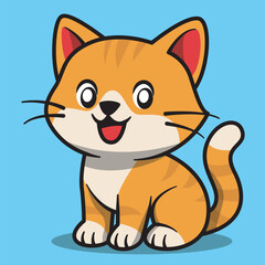 Cartoon Illustration of an Orange Striped Cat