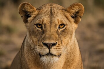 Fototapeta premium Detailed close-up of a lioness's head