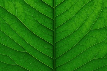 Detailed close-up of a vibrant green leaf showcasing its intricate veins