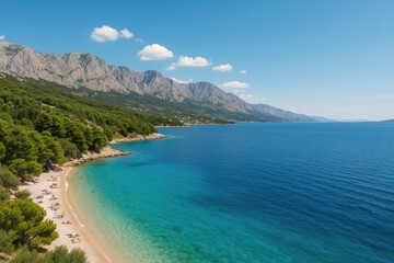 Fototapeta premium Seaside Bay View During Summer Vacation â€šÃ„Ã¬ Wide Panorama