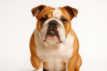 Adorable English Bulldog on a Plain White Backdrop