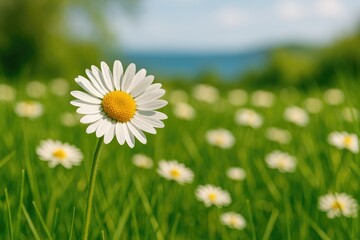 Springtime garden scene featuring a daisy flower