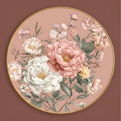 Pastel floral round frame design