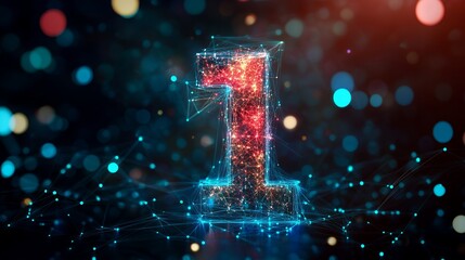 Glowing Number One, Abstract Network, Festive Background, Award