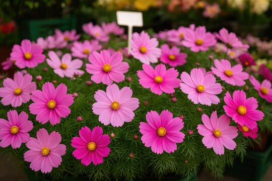 Blooming Cosmos Flowers at the Local Market Florist