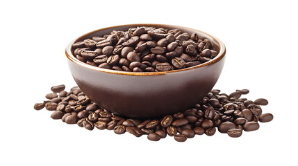 coffee beans in a cup isolated on white background