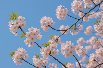 Springtime with blooming cherry blossoms