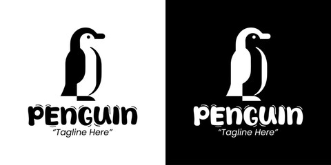 Black and White Penguin Logo Design for Unique Branding and Identity
