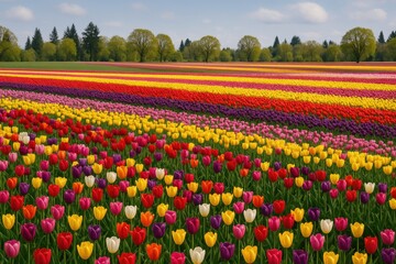 Vibrant tulip gardens close to Woodburn