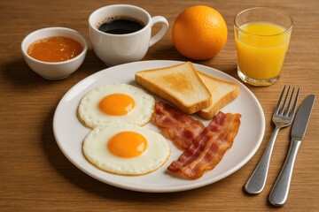 Fototapeta premium Detailed view of a morning meal on a dining surface