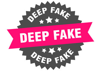 deepfake. deepfake round pink label isolated on transparent background