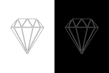 Flat Diamond Vector Icon – Monochrome Silhouette Style.