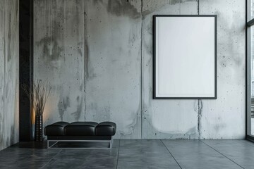 High Definition View of Frame Mockup on Industrial Wall