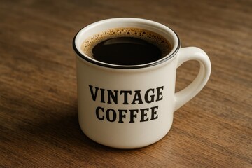 Vintage-style white mug for serving hot coffee
