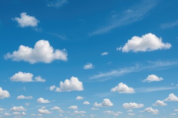 Bright morning sky featuring a mix of white and blue clouds