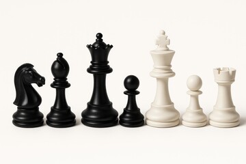 Individual Chess Pieces Set Against a White Backdrop