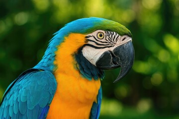 Vibrant bird of paradise perched among lush greenery