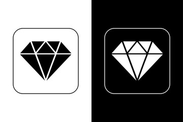 Diamond Silhouette Vector Icon – Black and White Background.