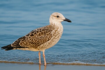 Close-up of a juvenile gull in a natural setting