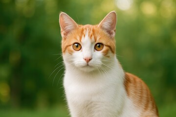 Tame feline with white and red fur