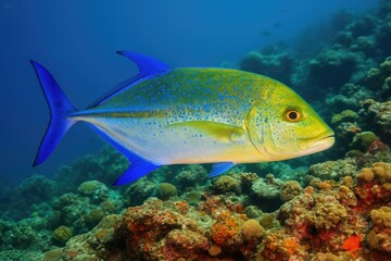 Fototapeta premium Vibrant Fish Species Swimming Among Bright Coral Reefs