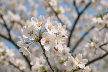 Obraz premium Springtime floral spectacle: the emergence of cherry blossoms