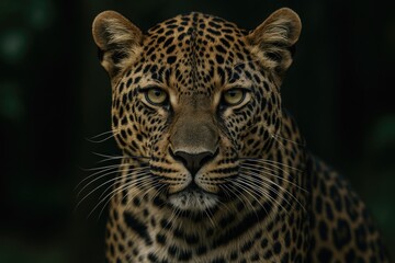 Detailed close-up of a leopard's face